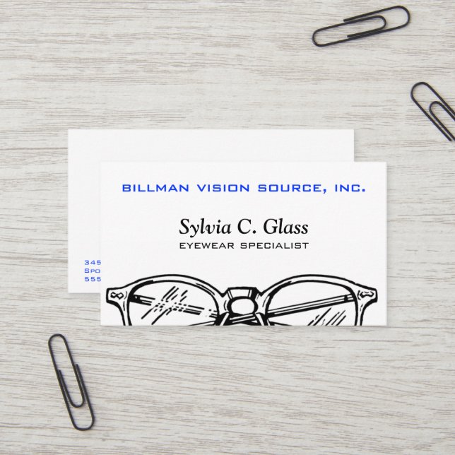 Carte De Visite Spectacles Vêtements de lunettes Vision optique (Devant/Arrière en situation)