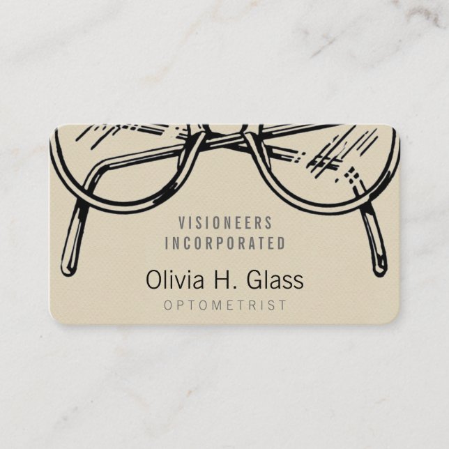 Carte De Visite Spectacles Vêtements d'Yewear Crème Faux Flannel (Devant)