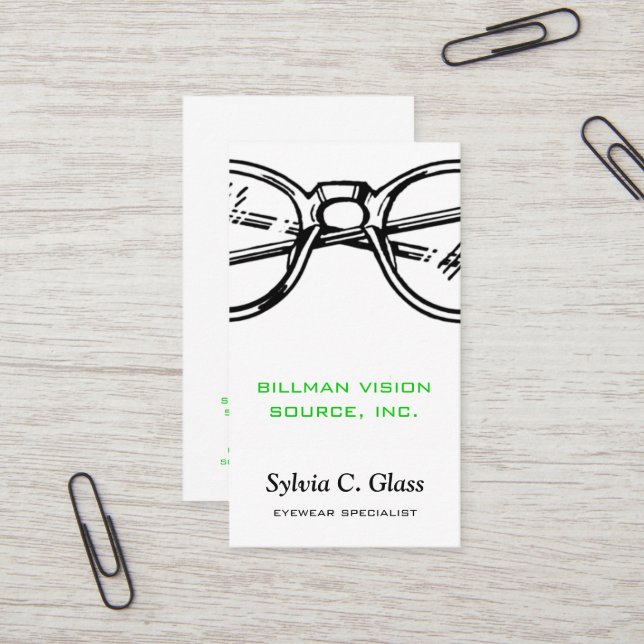 Carte De Visite Spectacles Vêtements Vêtements optiques Vision ver (Devant/Arrière en situation)