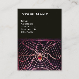 Carte De Visite SPIDER ET WEB Rose Fuchsia Ruby Noir