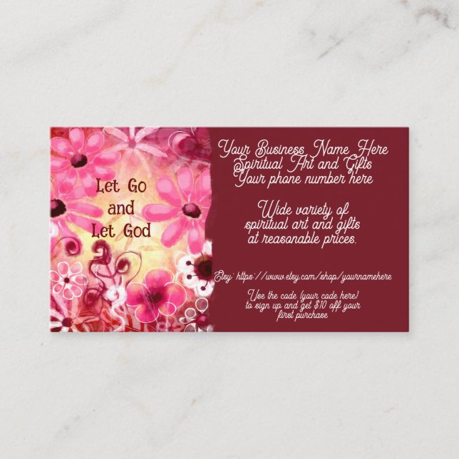 Carte De Visite Spirituelle Art & Cadeaux Ventes Boutique Etsy Flo (Devant)