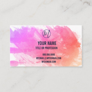 Carte De Visite Splash Purple and Pink Your Name & Title, ZEA