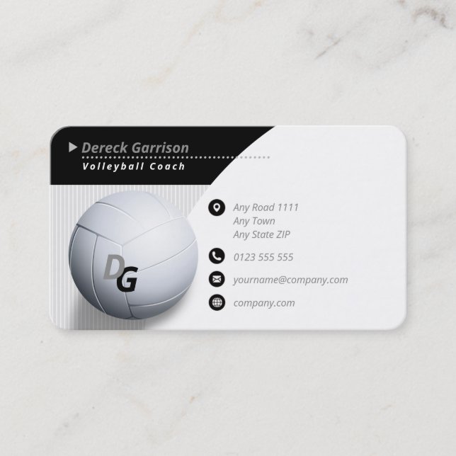 Carte De Visite Sport professionnel de maître de volleyball du car (Devant)