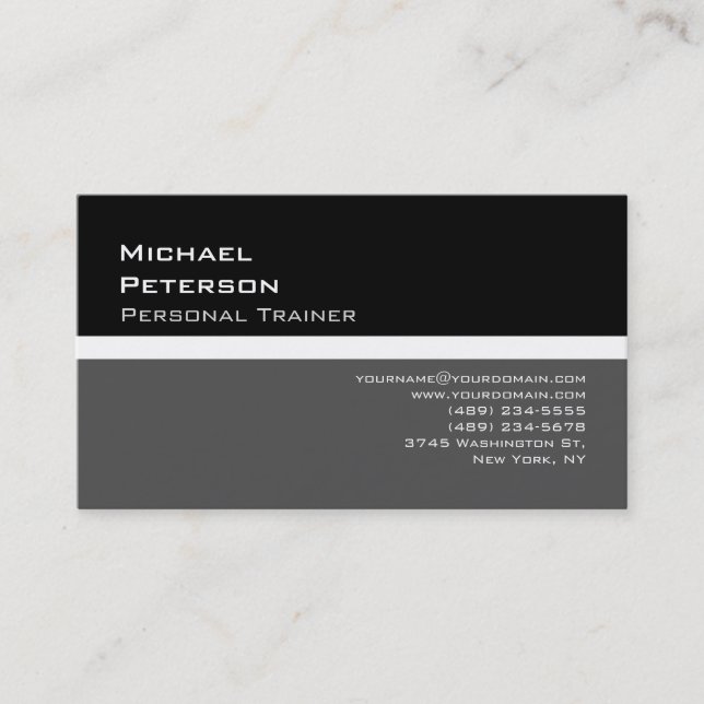 Carte de visite sportif Black Grey tendance (Devant)