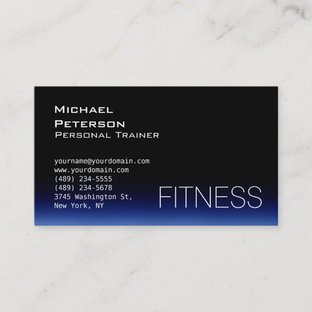 Carte de visite sportif tendance Black Blue Fitnes (Devant)