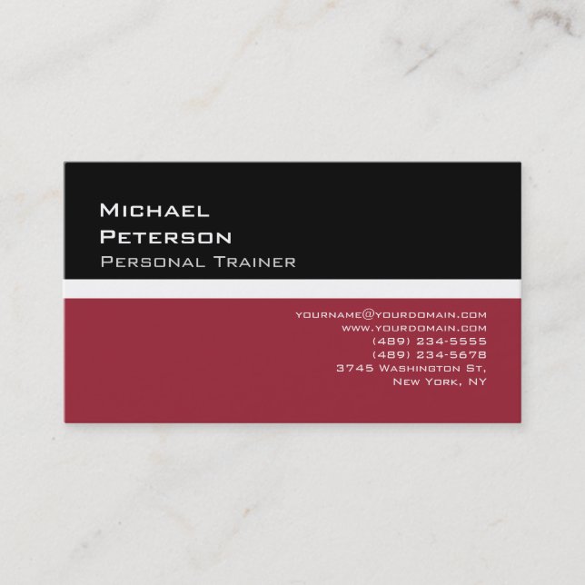 Carte de visite sportif tendance Black Red Fitness (Devant)