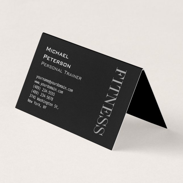 Carte de visite sportif tendance Grey Black Fitnes (Devant)