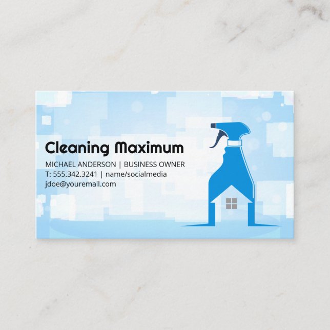 Carte De Visite Spray Cleaning Bottle | Home Cleaner Services (Devant)