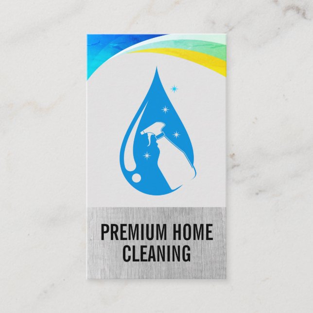Carte De Visite Spray de nettoyage | Logo de goutte d'eau (Devant)