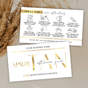 Carte De Visite Spray Tan Aftercare Guide moderne Blanc & Or