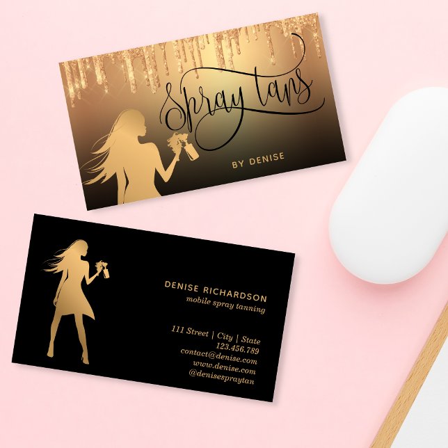 Carte De Visite Spray Tan Mobile Spray Tan Gold Glittering Girl (Créateur téléchargé)