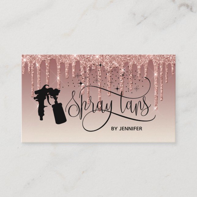 Carte De Visite Spray tan script goutte à goutte parties scintilla (Devant)