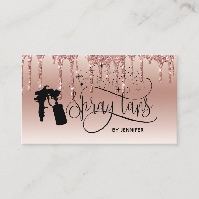 Carte De Visite Spray tan script goutte à goutte parties scintilla (Devant)