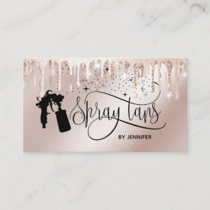 Carte De Visite Spray tan script parties scintillant gouttes d'or