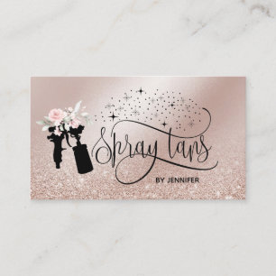 Carte De Visite Spray tan script parties scintillant or floral