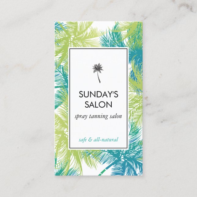 Carte De Visite Spray Tanning Salon Tropical Green Palms (Devant)