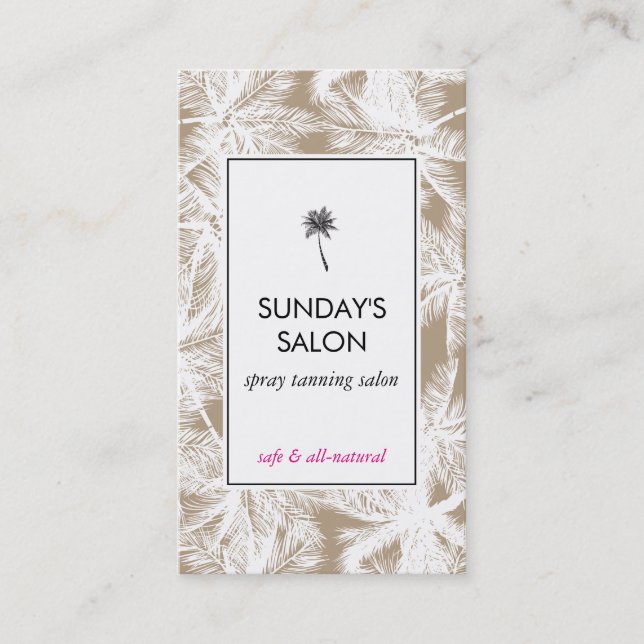 Carte De Visite Spray Tanning Salon Tropical Tan/Palmes Blanches (Devant)