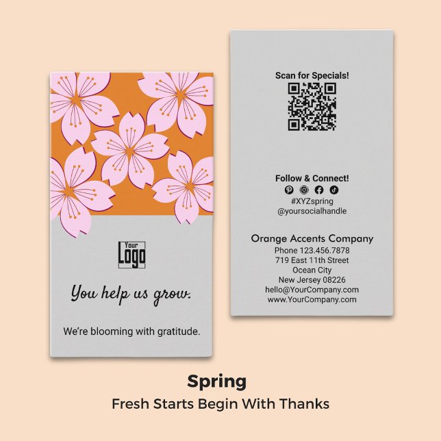 Carte De Visite Spring Blooms Vous Nous Aidez À Développer La Cart (Spring Blooms You Help Us Grow Appreciation Card)