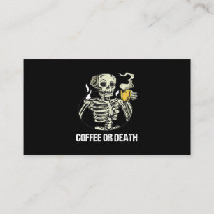 Carte De Visite Squelette Boire Café Hommes Vintages Halloween Cos