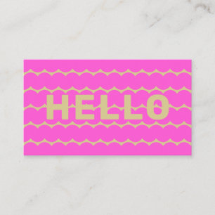 Carte De Visite Squiggles super Khaki Beige Bubblegum rose Bonjour