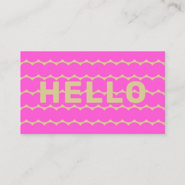 Carte De Visite Squiggles super Khaki Beige Bubblegum rose Bonjour (Devant)