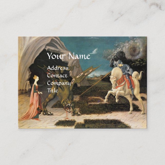 CARTE DE VISITE ST.GEORGE,DRAGON ,PRINCESSE ROUGE RUBIS GEMME MONO (Devant)