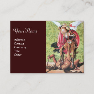 Carte De Visite ST. MICHAEL, DRAGON ET JUSTICE, vert rouge brun