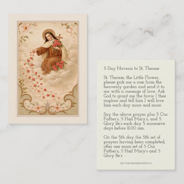 Carte De Visite St. Therese Little Flower  Novena Holy Card (Devant / Derrière)