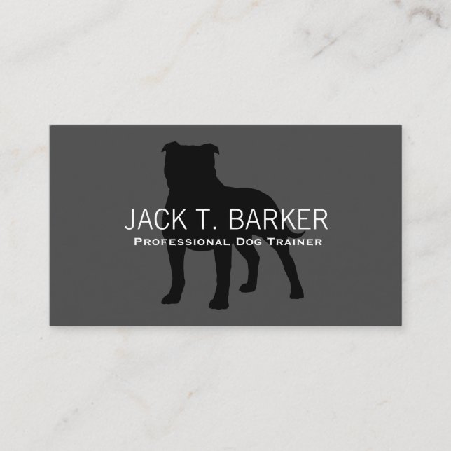 Carte De Visite Staffordshire Bull Terrier Staffy Chien Silhouette (Devant)