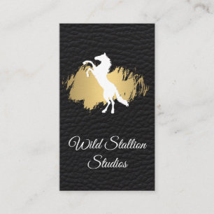Carte De Visite Stallion sauvage Or en cuir brossé