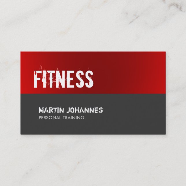 Carte de visite standard Red Grey Personal Trainer (Devant)
