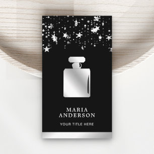 Carte De Visite Star Confetti Parfum Argent Foil Bouteille de parf