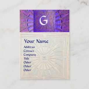 Carte De Visite STAR DU MATIN, MONOGRAM, perle blanche bleu violet