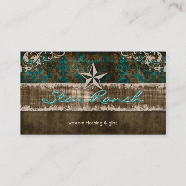 Carte De Visite Star Shabby Suede Russe Turquoise H Brown (Devant)
