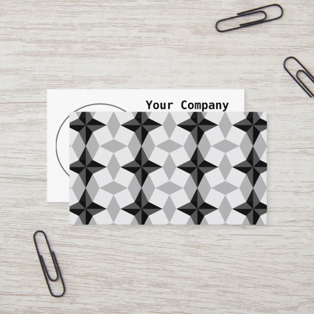 Carte De Visite Starbust noir et gris et Motif Rhombus (Devant/Arrière en situation)