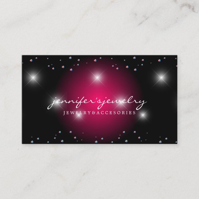 Carte De Visite Stardust Bling Gemmes roses diamants argent perles (Devant)