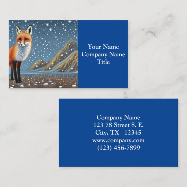 Carte De Visite Starry Starry Night Storybook Fox (Devant / Derrière)