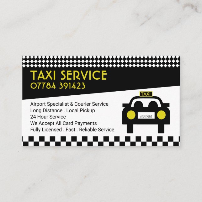 Carte De Visite Station de taxi/chauffeur, Tarifs (Devant)