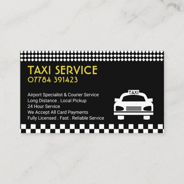 Carte De Visite Station de taxi/chauffeur, Tarifs (Devant)