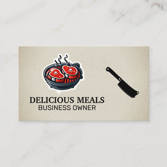 Carte De Visite Steaks Cuisine sur le Grill (Devant)