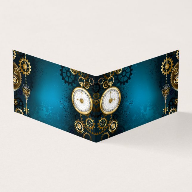 Carte De Visite Steampunk Arrière - plan turquoise avec Gears (Extérieur)