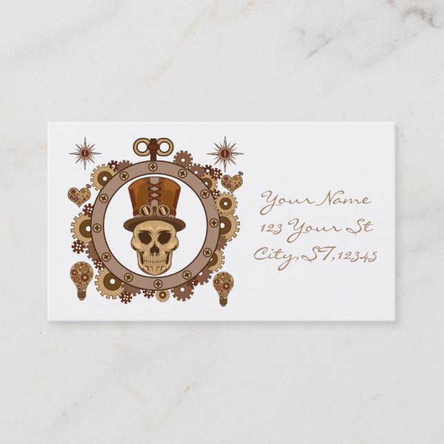 Carte De Visite Steampunk Thème Top Hat Skull Thunder_Cove (Devant)