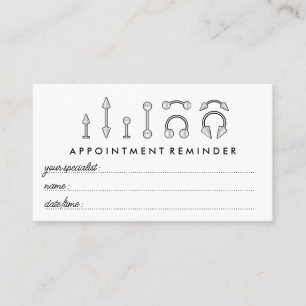 Carte De Visite Sterling Argent Bijoux Rendez-vous Corps Piercing