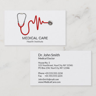Carte De Visite Stethoscope ECG Wave Médicale EKG Heartbeat Line