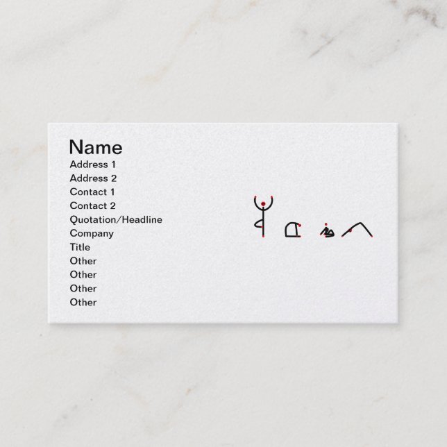 Carte De Visite Stick figure de yoga pose orthographe YOGA. (Devant)