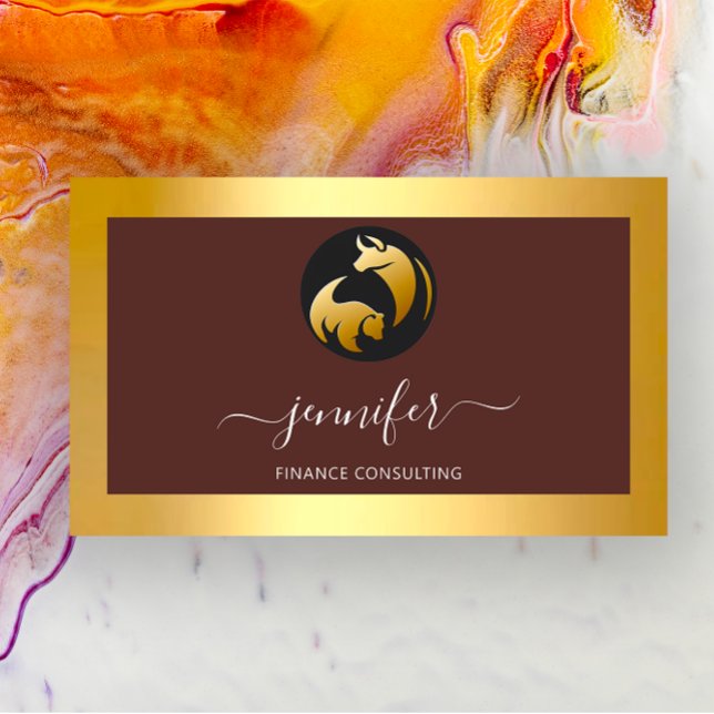 Carte De Visite Stock de services financiers Bufalo Bear Gold (Finance Consulting Broker Stock Bufalo Bear Gold Business Card)