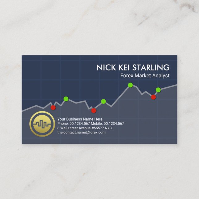 Carte De Visite Stock Uptendance Graph Forex Consultant de marché (Devant)