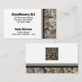 Carte De Visite Stonemason Rustique Rock Bordure QR Code