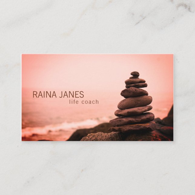 Carte De Visite Stones empilées Beach Vie Entraîneur Conseiller (Devant)