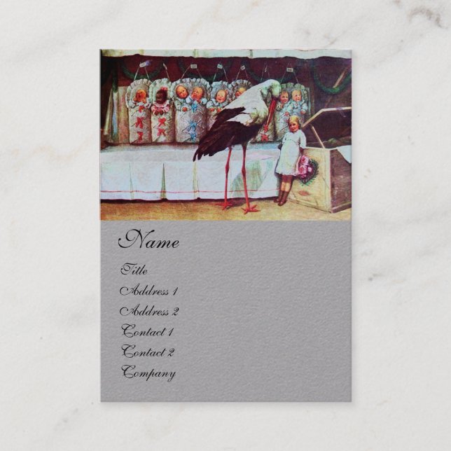 Carte De Visite STORE AVEC BÉBÉS, Papier gris BABY SHOWER (Devant)
